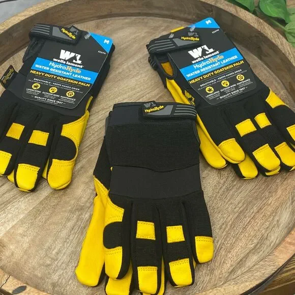 3 Pack Wells Lamont HydraHyde Heavy Duty Water Resistant Leather Work Gloves M - Picture 3 of 8